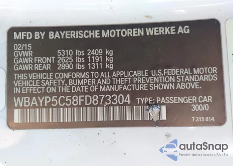 2015 BMW 640I xDrive z USA, uszkodzony, nr VIN WBAYP5C58FD873304